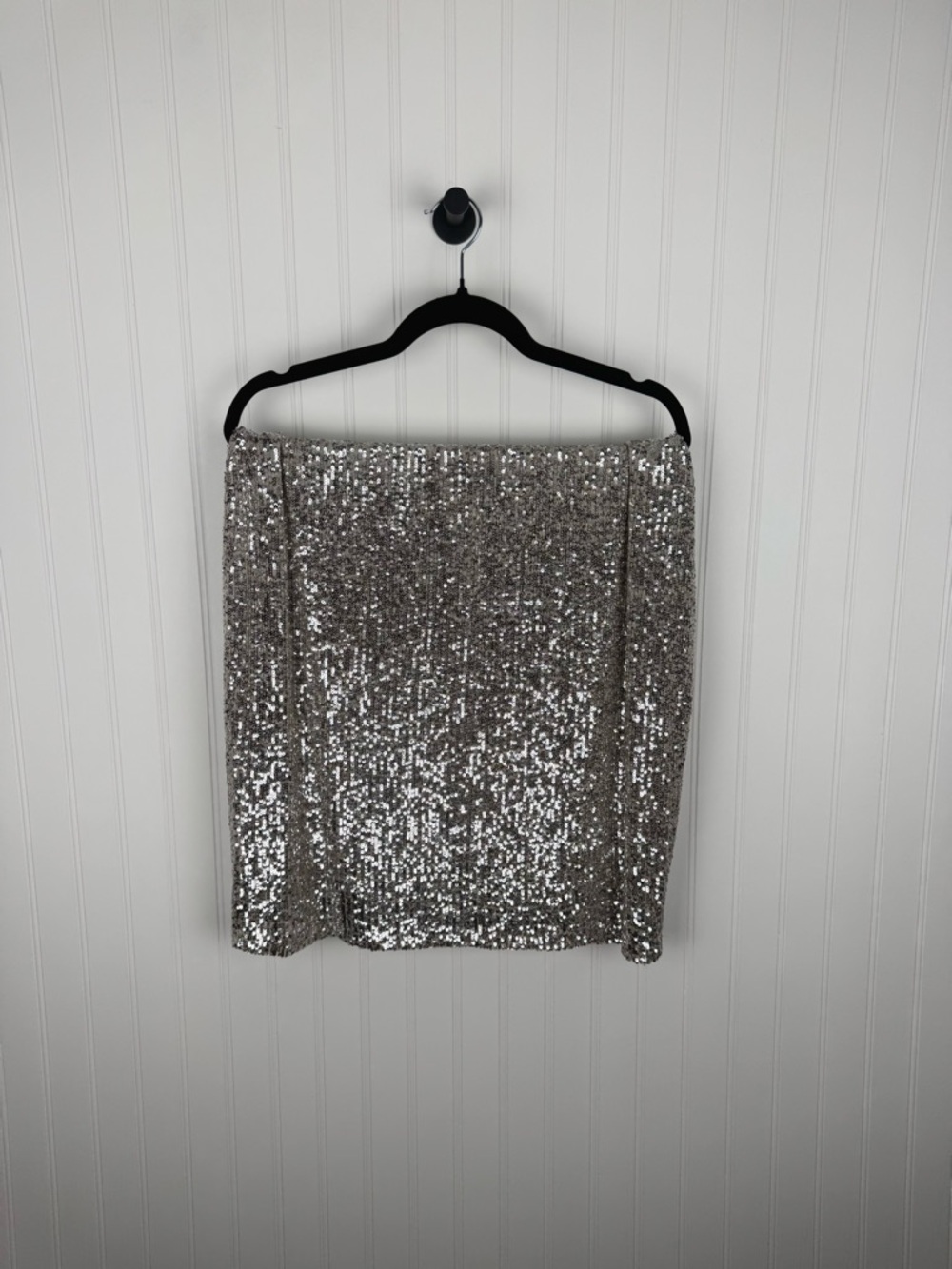 Cable & Gauge Silver Sequin Pencil Skirt Midi Stretch Lined - Picture 2 of 9